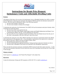 Inclusionary Unit and Affordable Dwelling Unit Resale Price Request - Washington, D.C.