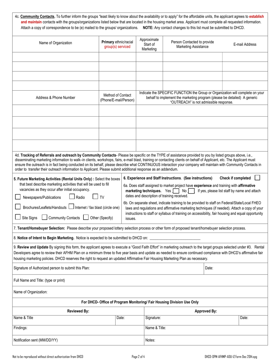 Washington, D.C. Affirmative Fair Housing Marketing Plan Affordable