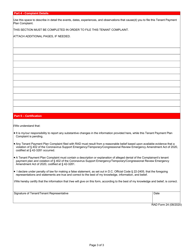RAD Form 24 Tenant Payment Plan Complaint - Washington, D.C., Page 3