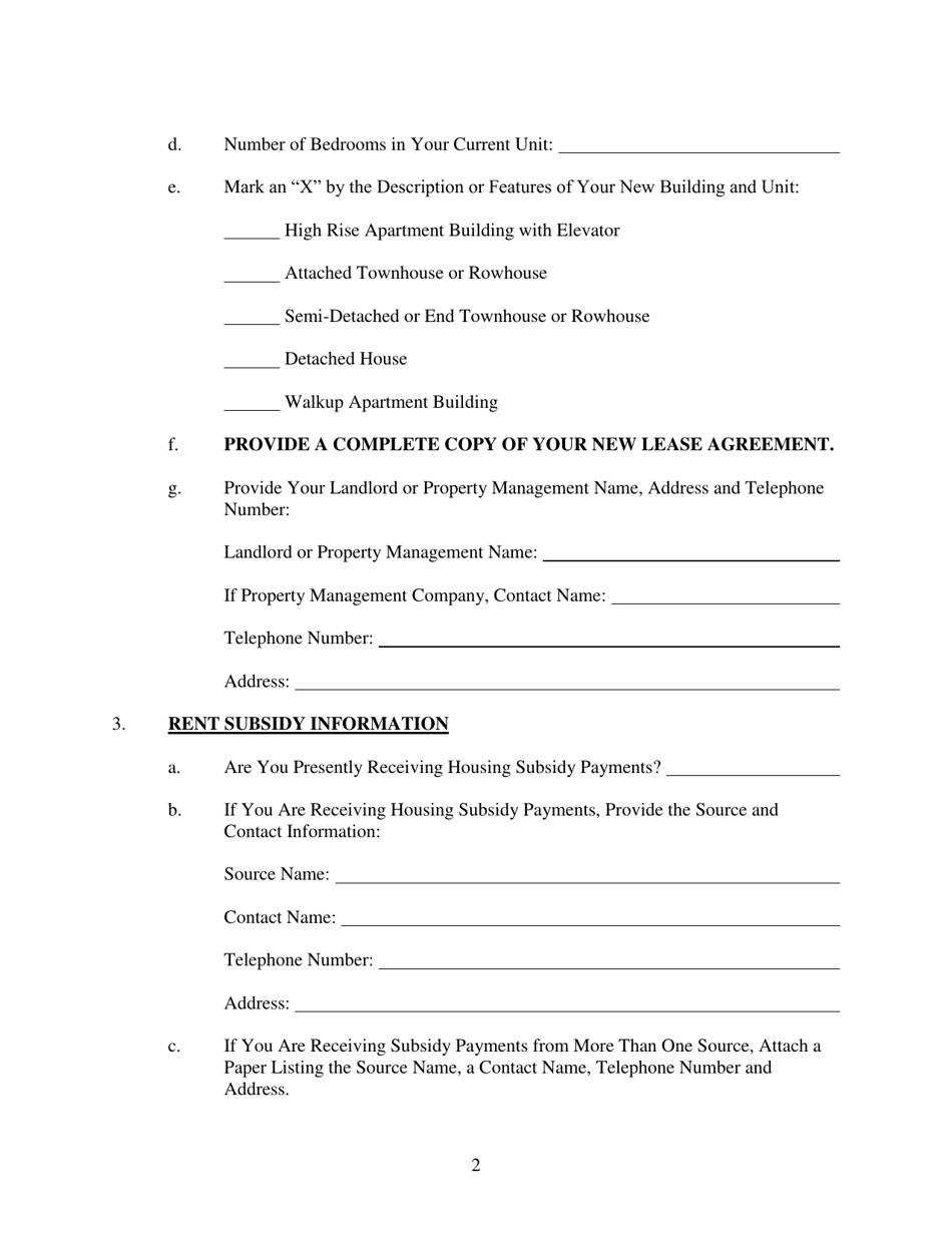 Housing Assistance Payment Application for Tenants Displaced by Condominium or Cooperative Conversion - Washington, D.C., Page 6