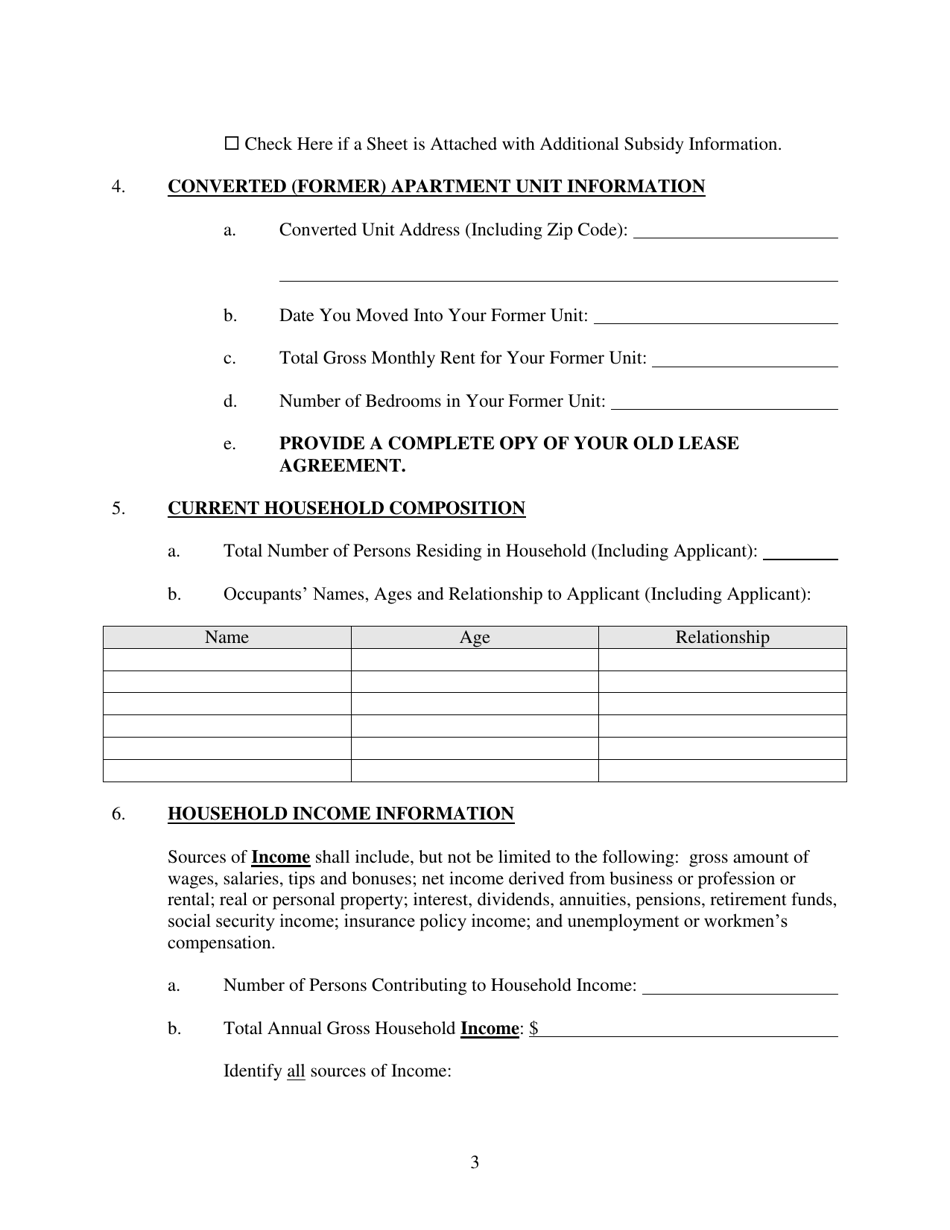 Housing Assistance Payment Application for Tenants Displaced by Condominium or Cooperative Conversion - Washington, D.C., Page 7