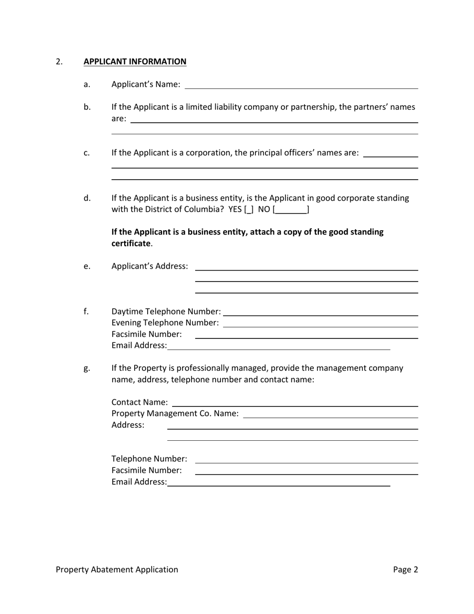 Washington Dc Real Property Tax Abatement Application Fill Out Sign Online And Download 