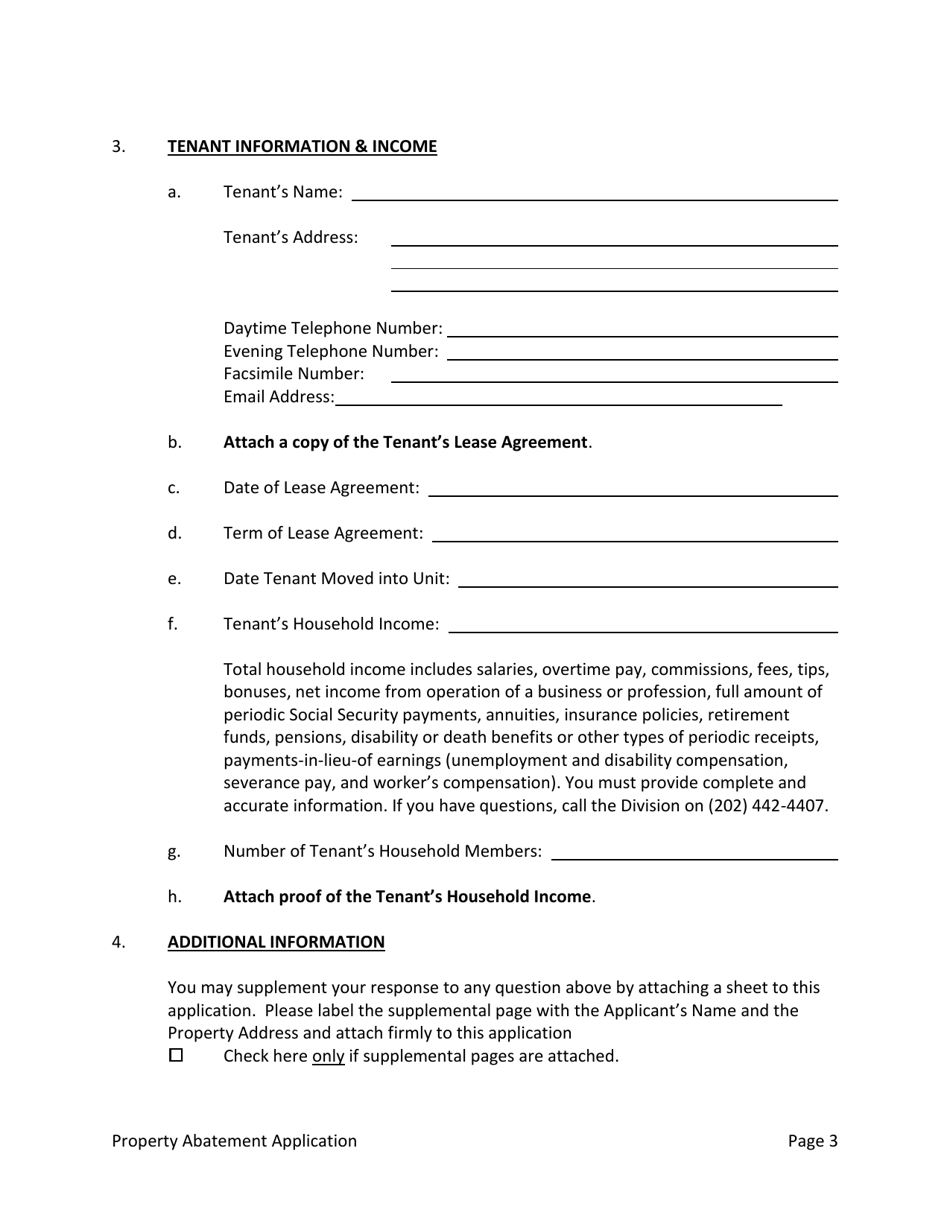 Real Property Tax Abatement Application - Washington, D.C., Page 6
