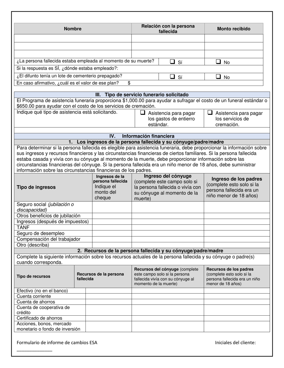 Solicitud De Asistencia Funeraria - Washington, D.C. (Spanish), Page 3