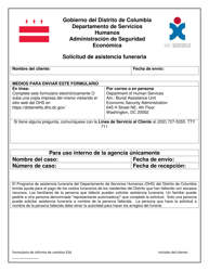 Document preview: Solicitud De Asistencia Funeraria - Washington, D.C. (Spanish)