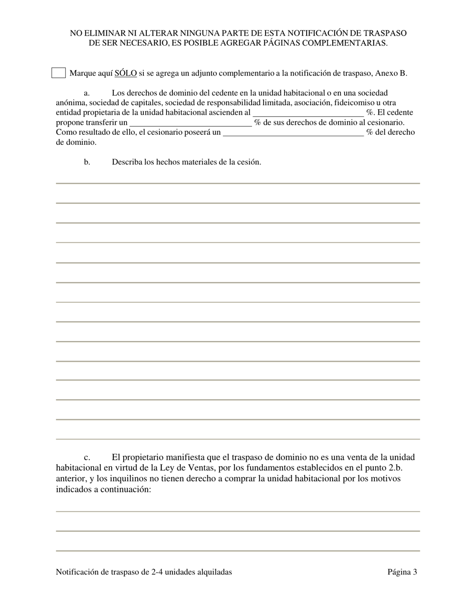 Notificacion De Traspaso De Dominio O De Un Derecho Economico En Una Vivienda Residencial De Dos (2), Tres (3) O Cuatro (4) Unidades Habitacionales Alquiladas - Washington, D.C. (Spanish), Page 11