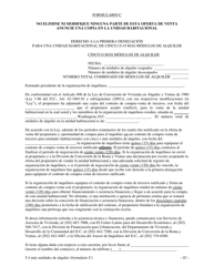 Formulario C Derecho a La Primera Denegacion Para Una Unidad Habitacional De Cinco (5) O Mas Modulos De Alquiler - Washington, D.C. (Spanish), Page 2