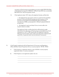 Vacancy Exemption Application for Conversion to Condominium or Cooperative - Washington, D.C., Page 3