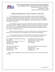 Application for Registration for Tenant Associations (5 or More Units) - Washington, D.C.