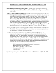 Application for Registration for Tenant Associations (5 or More Units) - Washington, D.C., Page 2