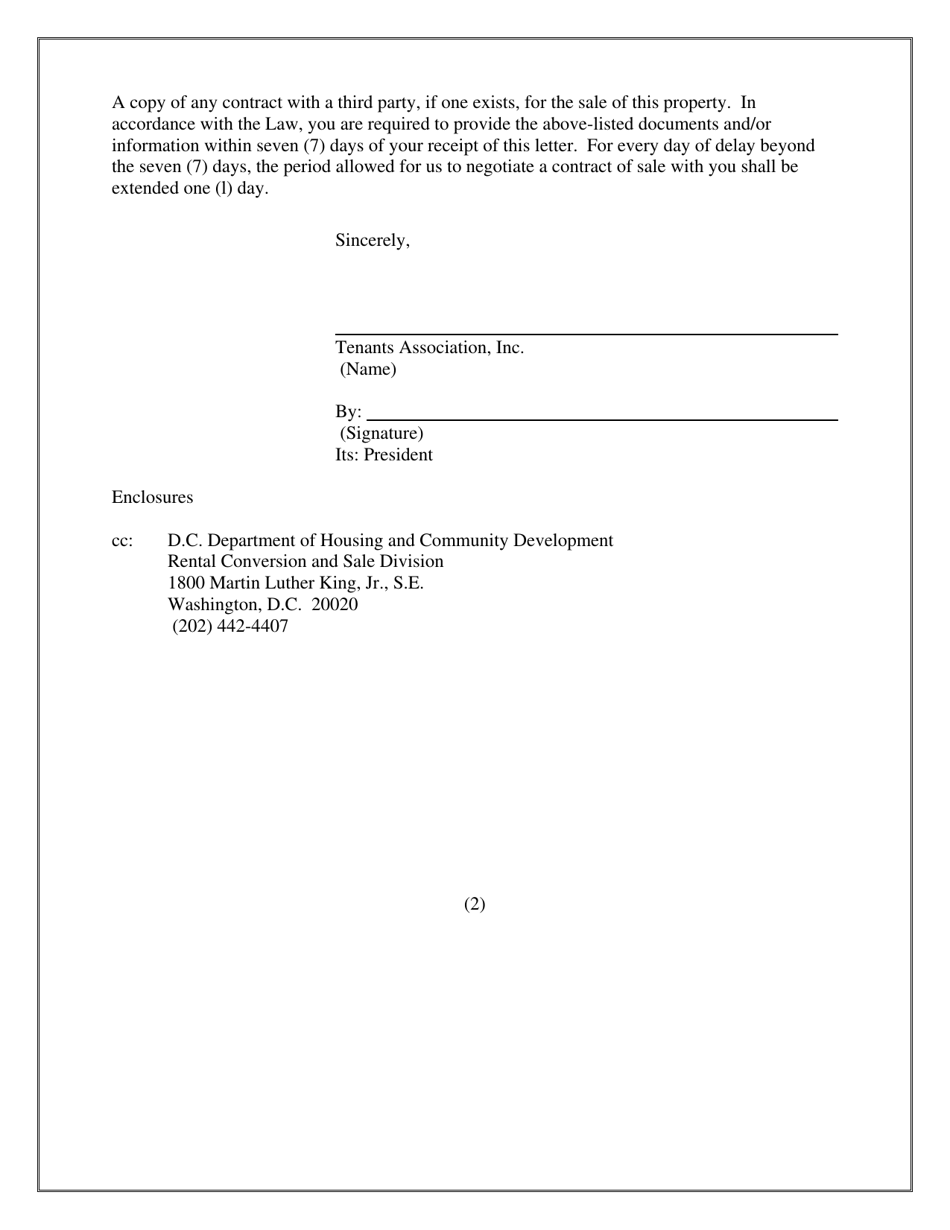 Application for Registration for Tenant Associations (5 or More Units) - Washington, D.C., Page 4