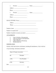 Application for Registration for Tenant Associations (5 or More Units) - Washington, D.C., Page 6