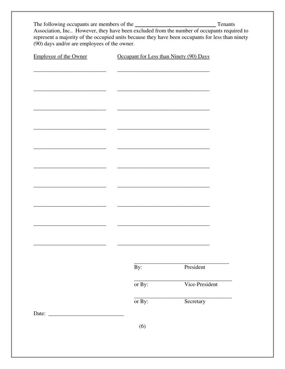 Application for Registration for Tenant Associations (5 or More Units) - Washington, D.C., Page 8