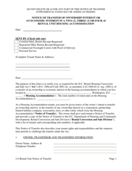 Notice of Transfer of Ownership Interest or an Economic Interest in a Two (2), Three (3) or Four (4) Rental Unit Housing Accommodation - Washington, D.C., Page 9