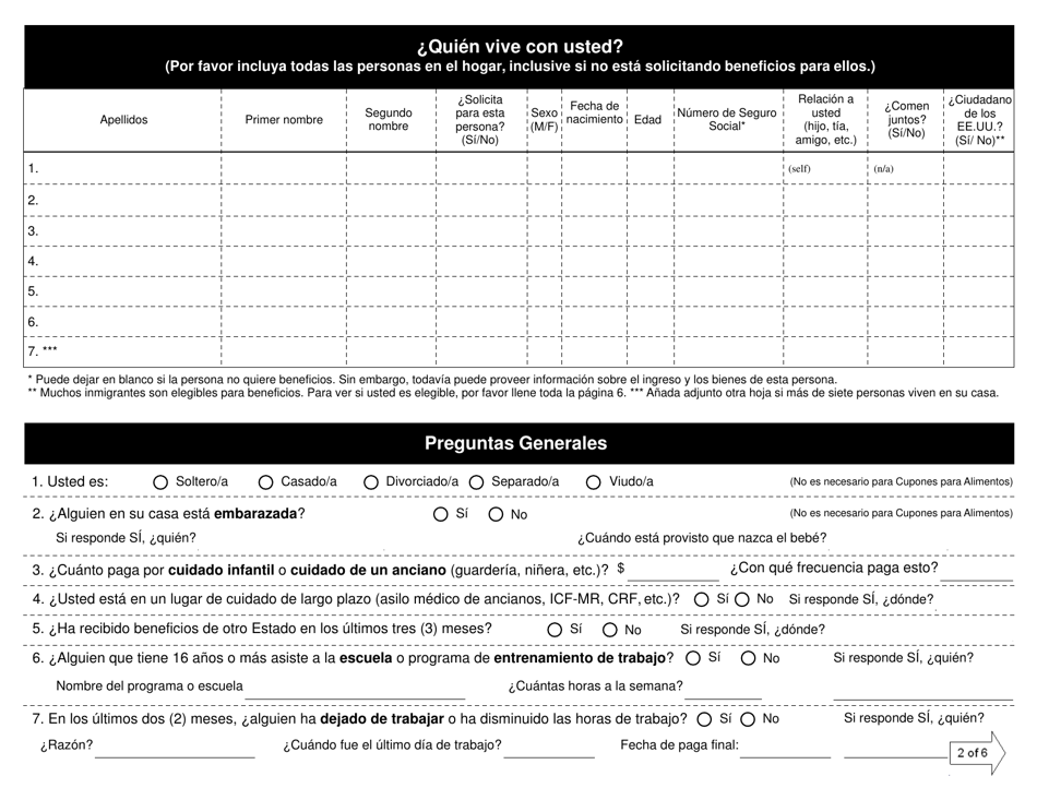 Solicitud Conjunta Para Asistencia Medica Cupones Para Alimentos Asistencia En Efectivo - Washington, D.C. (Spanish), Page 4