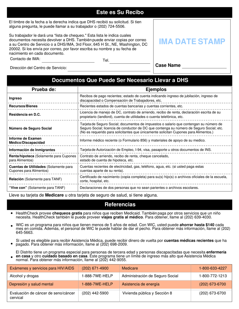 Solicitud Conjunta Para Asistencia Medica Cupones Para Alimentos Asistencia En Efectivo - Washington, D.C. (Spanish), Page 9