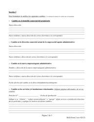 RAD Formulario 2 Formulario De Registro Enmendado Del Proveedor De La Vivienda - Washington, D.C. (Spanish), Page 2