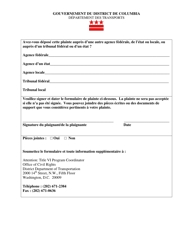 Civil Rights Discrimination Complaint Form - Washington, D.C. (French), Page 4