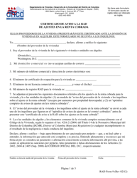 RAD Formulario 9 Certificado De Aviso a La Rad De Ajustes En La Renta Cobrada - Washington, D.C. (Spanish)