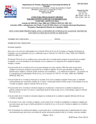 RAD Formulario 17 Aviso Para Desalojar En 180 Dias Por Discontinuacion De Uso Residencial - Washington, D.C. (Spanish)