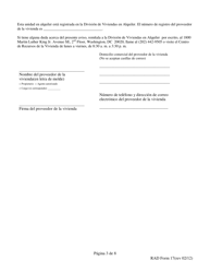 RAD Formulario 17 Aviso Para Desalojar En 180 Dias Por Discontinuacion De Uso Residencial - Washington, D.C. (Spanish), Page 3