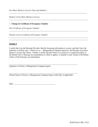 RAD Form 2 Housing Provider&#039;s Amended Registration Form - Washington, D.C., Page 3