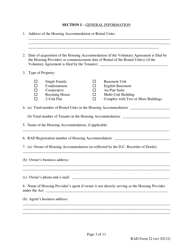 RAD Form 22 70% Voluntary Agreement Petition - Washington, D.C., Page 3