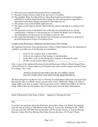 RAD Form 5 Notice of Tenant Rights Regarding Housing Provider Disclosure Forms (Notice of Disclosure Forms) - Washington, D.C., Page 2