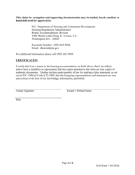 RAD Form 7 Elderly and Tenant With a Disability Claim of Exemption From Housing Provider Petition Rent Surcharge Increase - Washington, D.C., Page 4