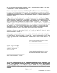 RAD Formulario 13 Aviso Para Desalojar En 90 Dias Para Uso Y Ocupacion Personal De Un Comprador Por Contrato - Washington, D.C. (Spanish), Page 2