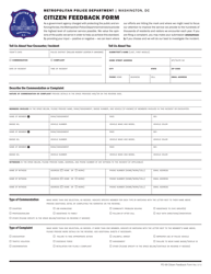 Form PD-99 &quot;Citizen Feedback Form&quot; - Washington, D.C.