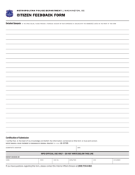 Form PD-99 Citizen Feedback Form - Washington, D.C., Page 2