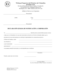 Document preview: Declaracion Jurada De Notificacion a Corporacion - Washington, D.C. (Spanish)