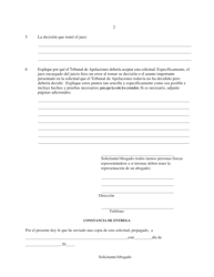 Formulario 3 Solicitud Para El Permiso De Apelacion De La Seccion De Reclamos De Menor Cuantia Y Conciliacion - Washington, D.C. (Spanish), Page 2