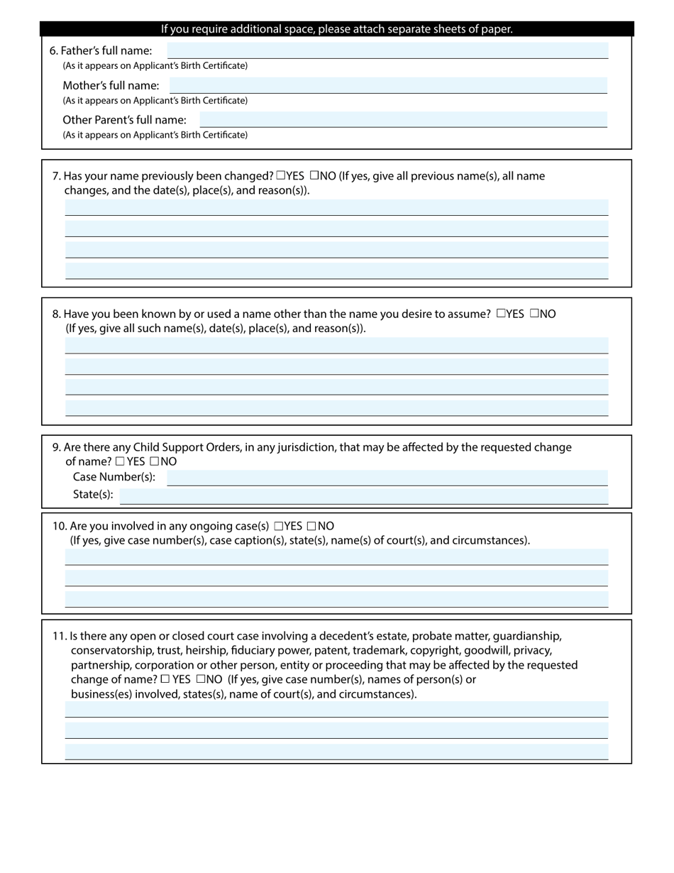 Application for Change of Name of an Adult - Washington, D.C., Page 5