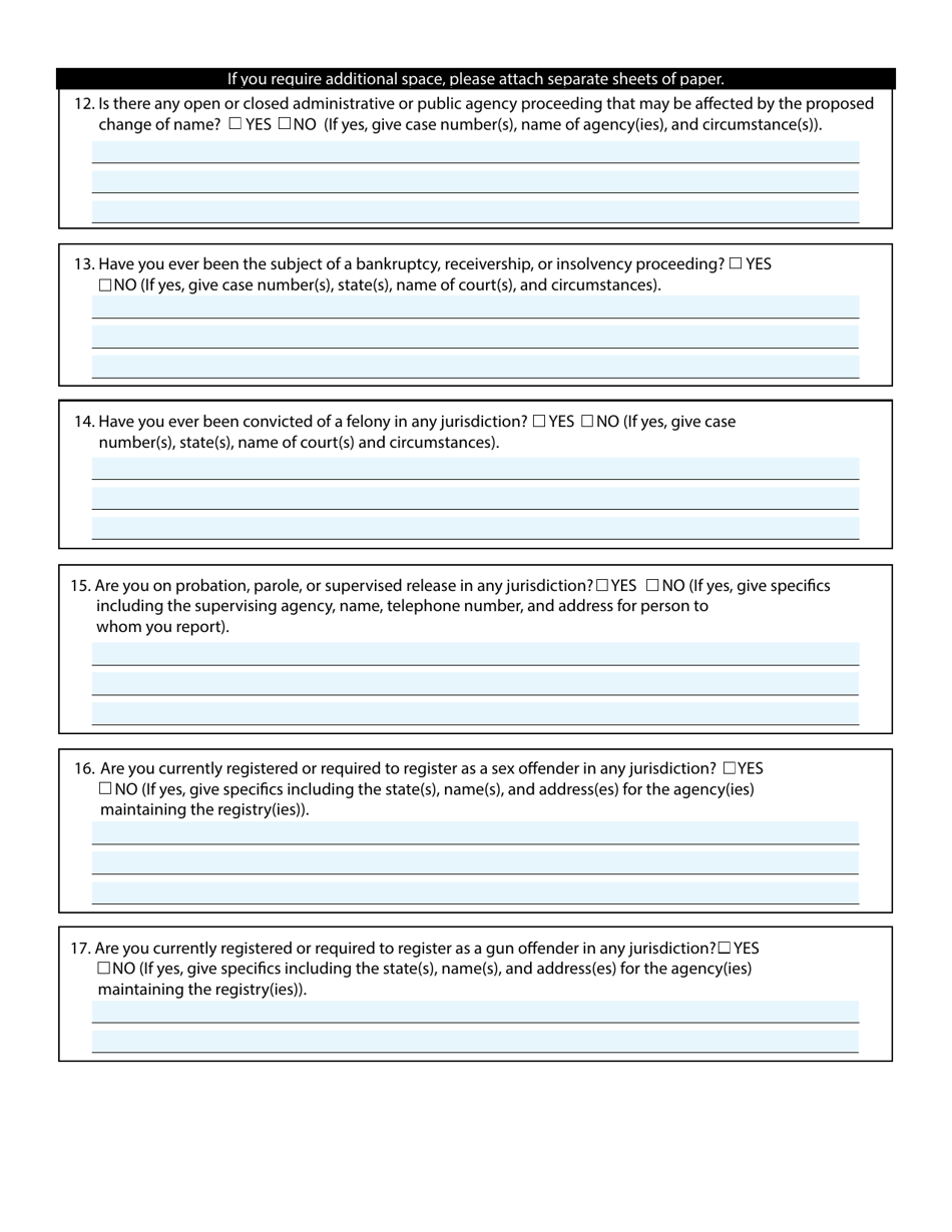 Application for Change of Name of an Adult - Washington, D.C., Page 6