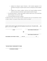 Application for Declaratory Judgment Reflecting a Change of Gender - Washington, D.C., Page 2