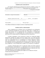 Formulario CA110-B Solicitud De Finalizacion De La Suspension Y Notificacion Al Demandado - Washington, D.C. (Spanish), Page 2