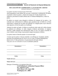 Document preview: Declaracion De Comprension: La Funcion Del Arbitro - Washington, D.C. (Spanish)
