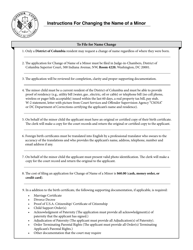 Document preview: Application for Change of Name of a Minor - Washington, D.C.