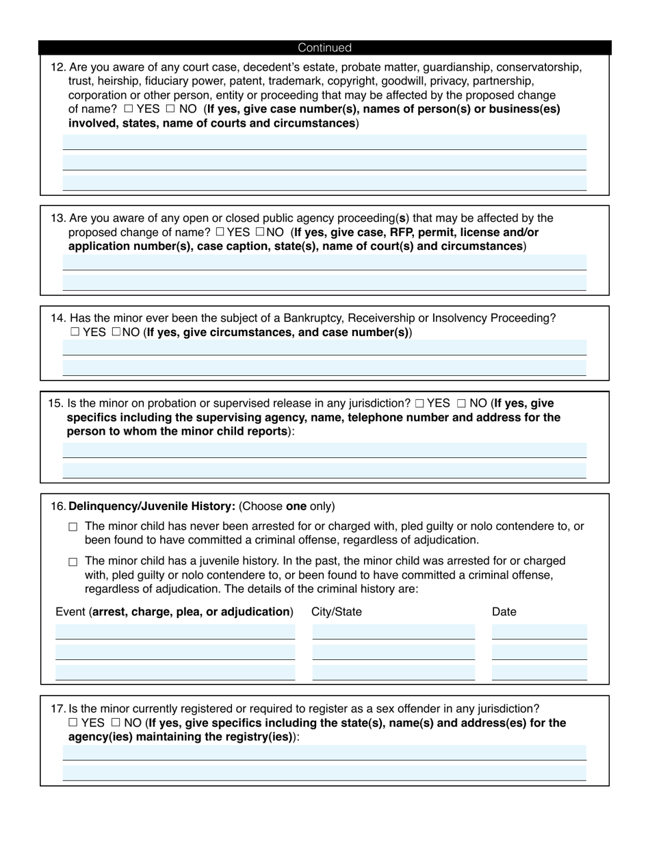 Application for Change of Name of a Minor - Washington, D.C., Page 6