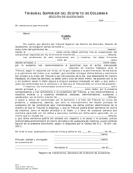 Document preview: Fianza - Washington, D.C. (Spanish)