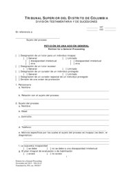 Peticion De Una Accion General - Washington, D.C. (Spanish)