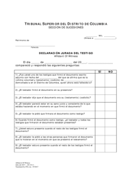 Document preview: Declaracion Jurada Del Testigo - Washington, D.C. (Spanish)