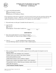 Form DCSC106A Application to Proceed Without Prepayment of Costs, Fees, or Security - Washington, D.C., Page 2