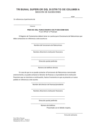 Document preview: Pedido Del Funcionario De Fideicomisos - Washington, D.C. (Spanish)