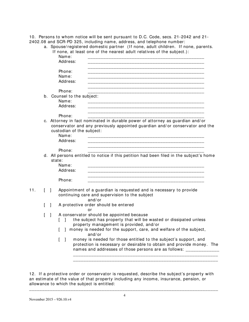Petition for a General Proceeding - Washington, D.C., Page 4