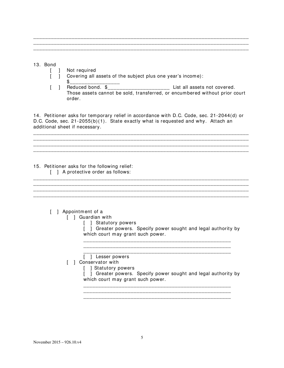Petition for a General Proceeding - Washington, D.C., Page 5