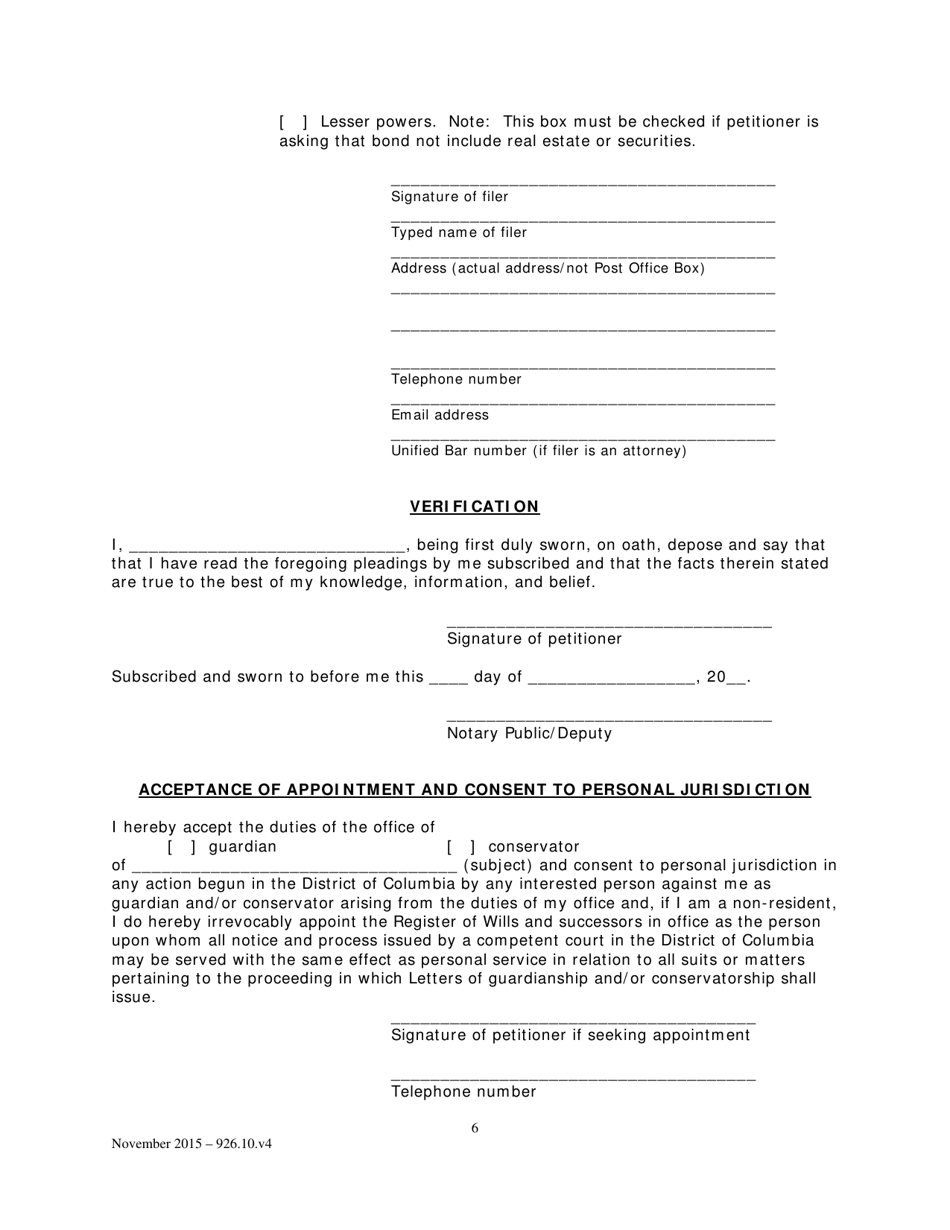 Petition for a General Proceeding - Washington, D.C., Page 6