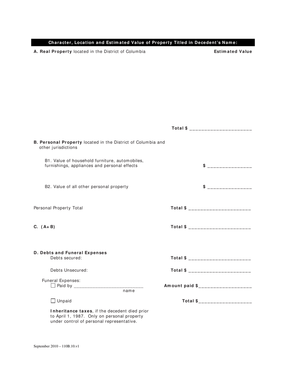 Petition for Probate (For Decedents Dying on or After January 1, 1981 Through June 30, 1995) - Washington, D.C., Page 3
